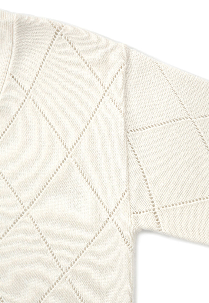 Tonywack - Slashed Argyle Cashmere Cardigan (Ecru) product image 8 | TRAB K-Fashion Australia