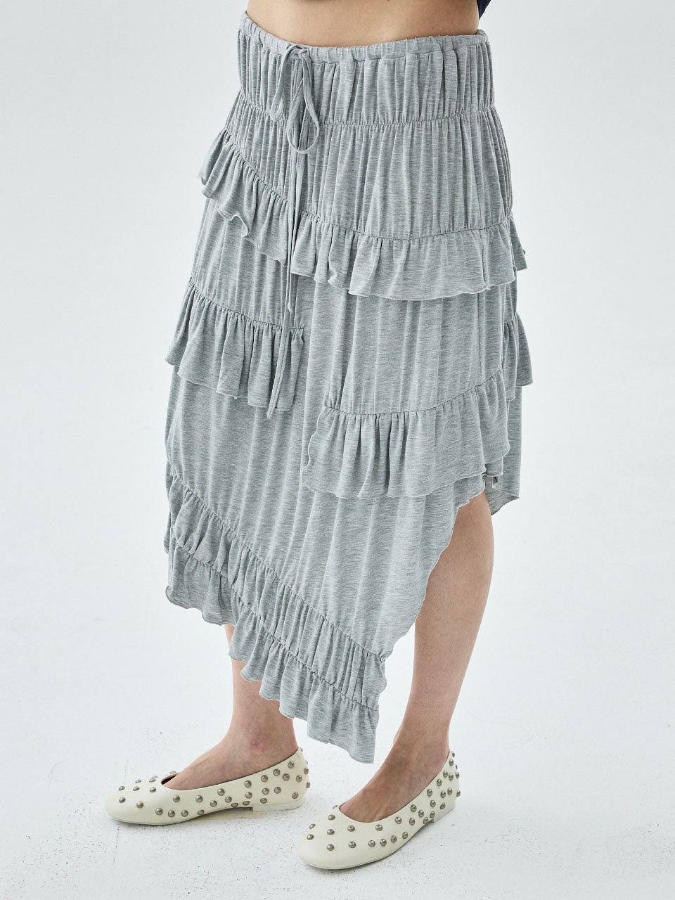 Mardi Mercredi - Midi Skirt Frill (Grey) product image 1 | TRAB K-Fashion Australia