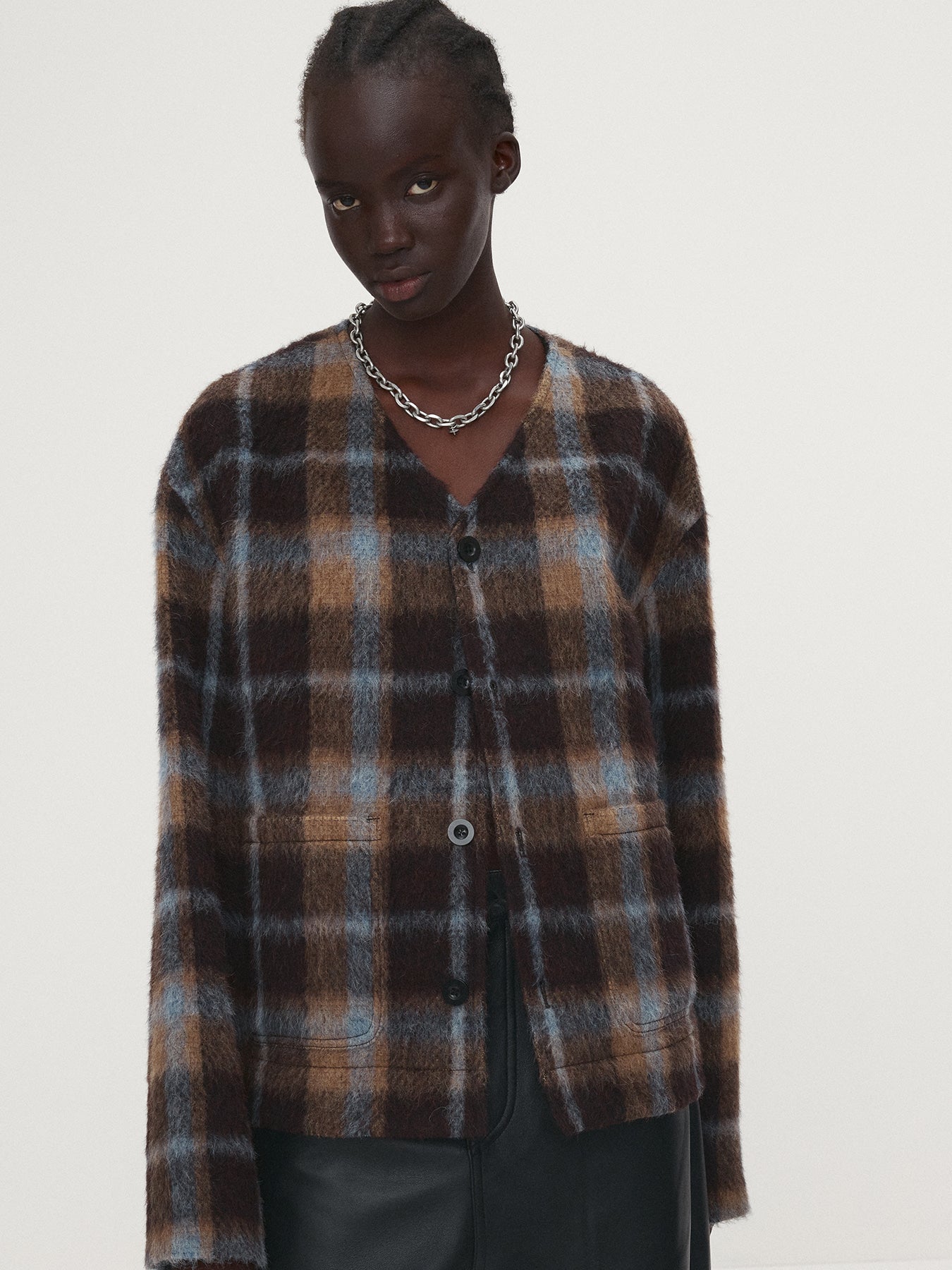 Tonywack - Checked Wool Mohair Blouson Italian Fabric (Brown) product image 3 | TRAB K-Fashion Australia
