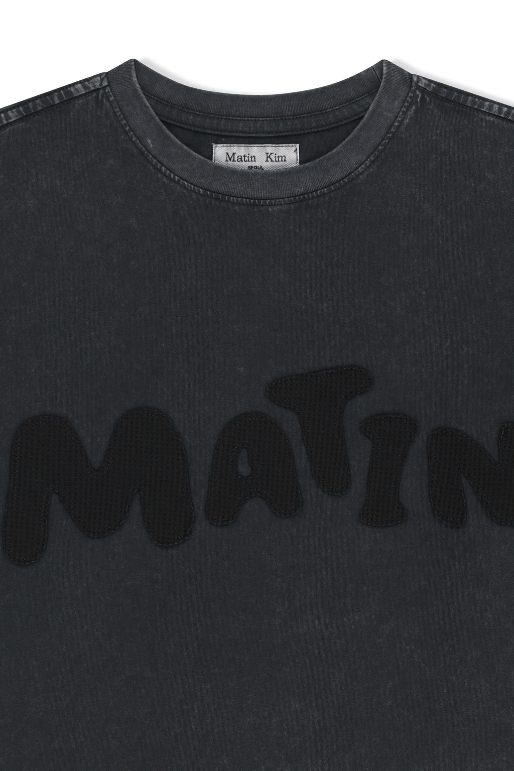 Matin Kim - Waffle Applique Logo Top (Charcoal) product image 4 | TRAB K-Fashion Australia