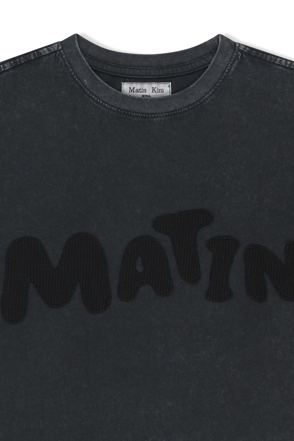 Matin Kim - Waffle Applique Logo Top (Charcoal) product image 4 | TRAB K-Fashion Australia