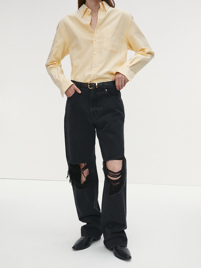 Tonywack - Cotton Lyocell Distressed Oxford Shirt (Pale Yellow) product image 5 | TRAB K-Fashion Australia