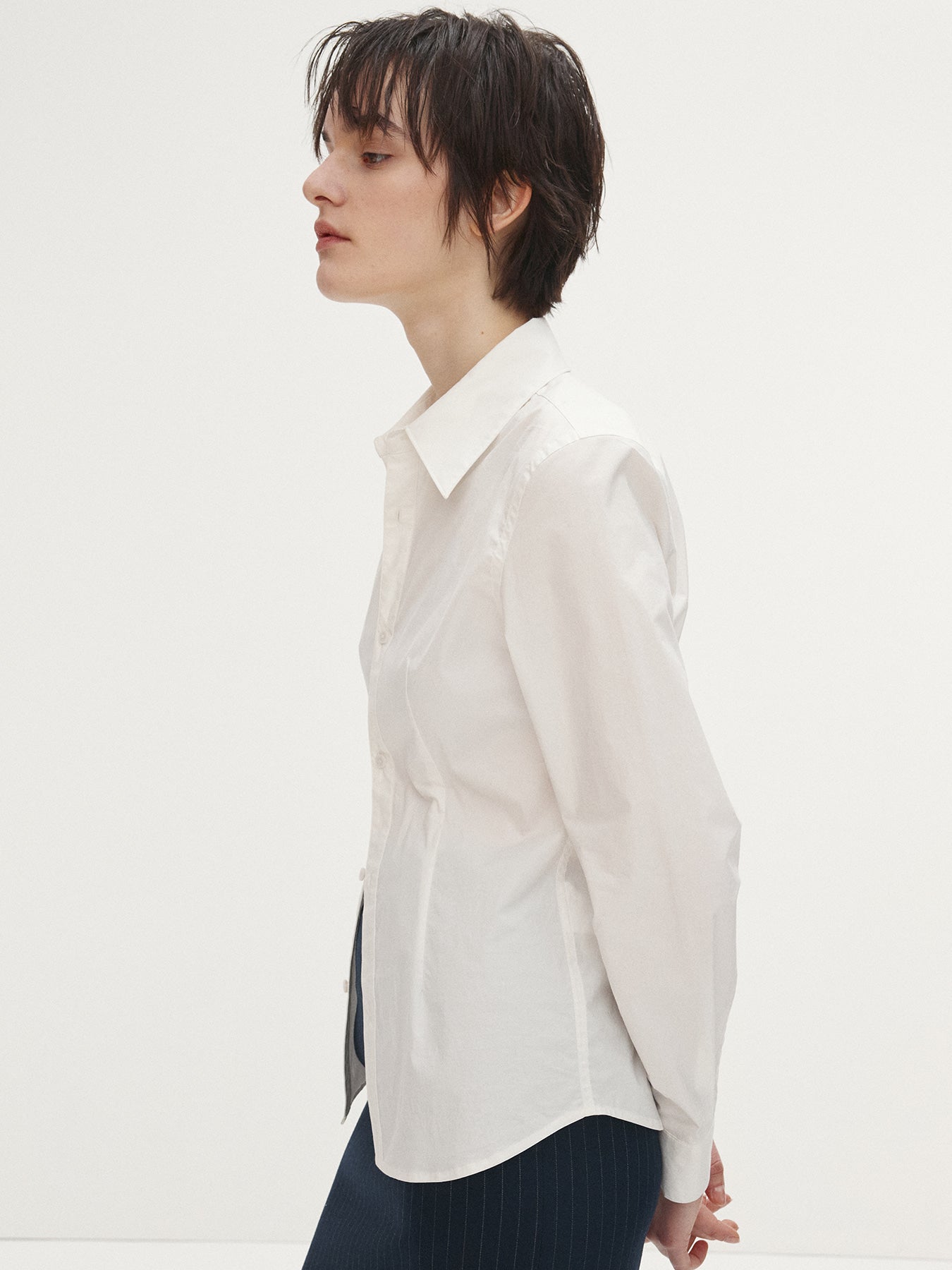 Tonywack - Elasticated Cotton Slim-Fit Shirt (Off White) product image 3 | TRAB K-Fashion Australia