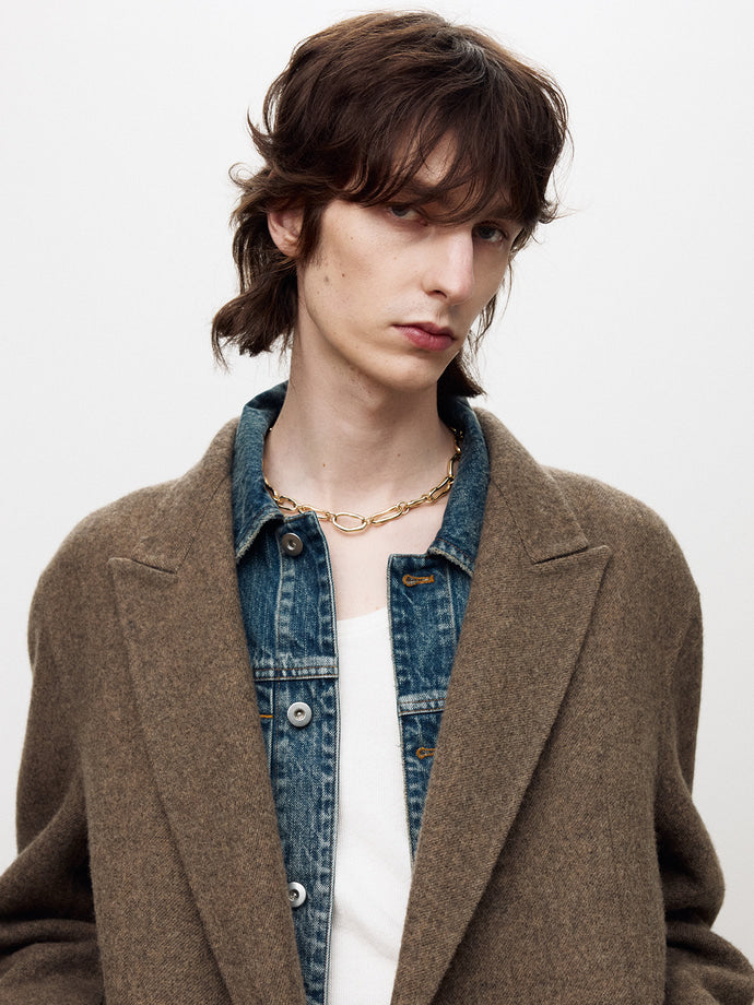 Tonywack - Hand-Made Wool And Camel Belted Coat (Melange Dark Camel) product image 8 | TRAB K-Fashion Australia