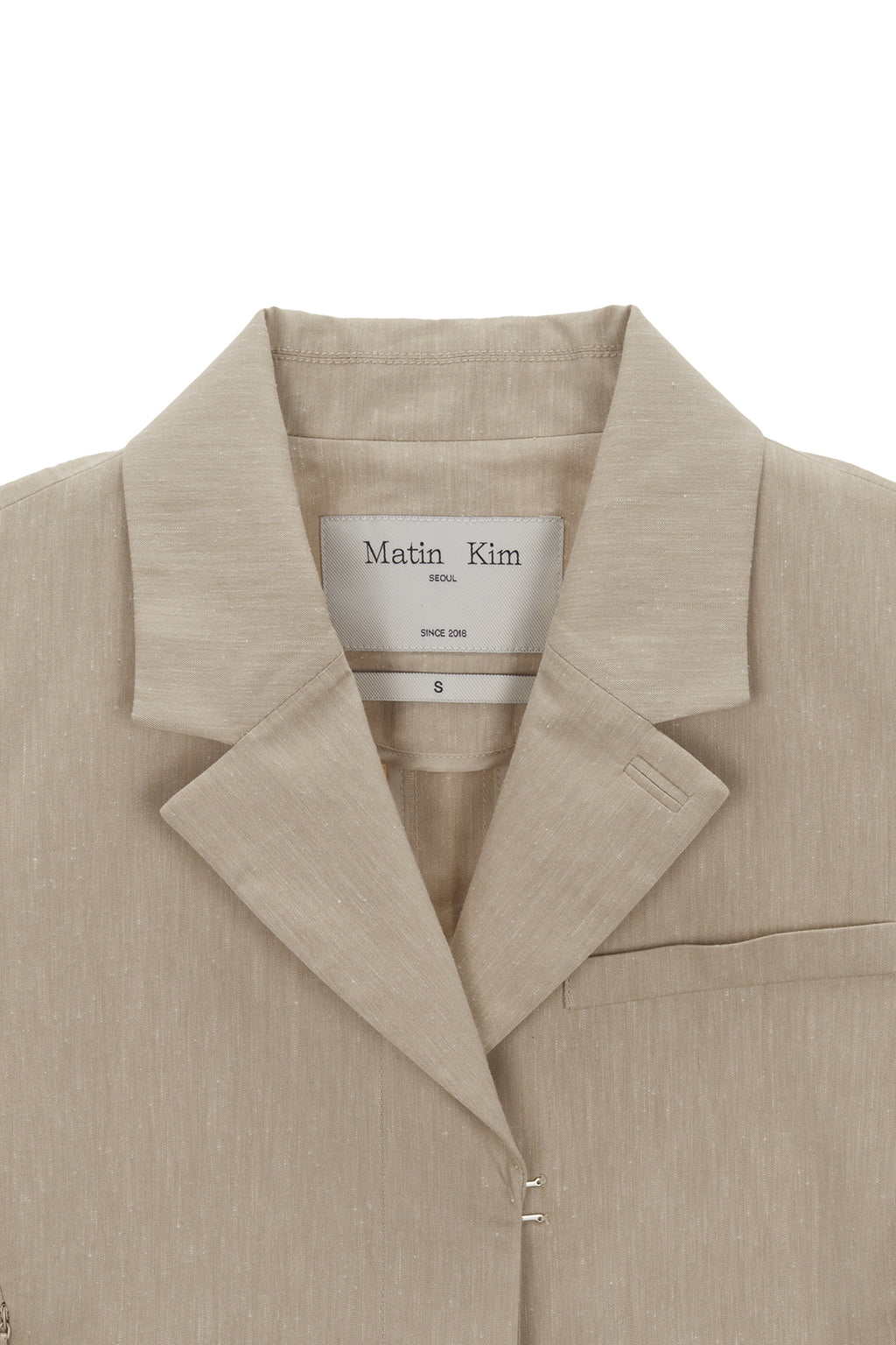 Matin Kim - Zipper Point Linen Crop Jacket (Beige) product image 3 | TRAB K-Fashion Australia