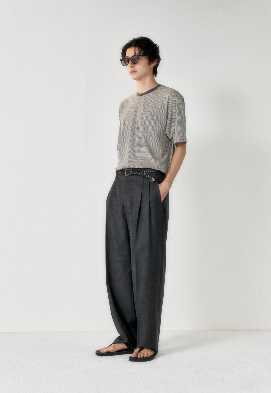 Art if acts - Washed Stripe Pocket S/S Tee (Charcoal) product image 2 | TRAB K-Fashion Australia