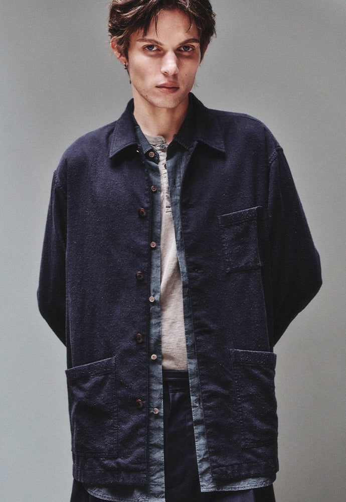 Art if acts - SILK NEP Work Jacket_Japanese Fabric (Deep Navy) product image 1 | TRAB K-Fashion Australia