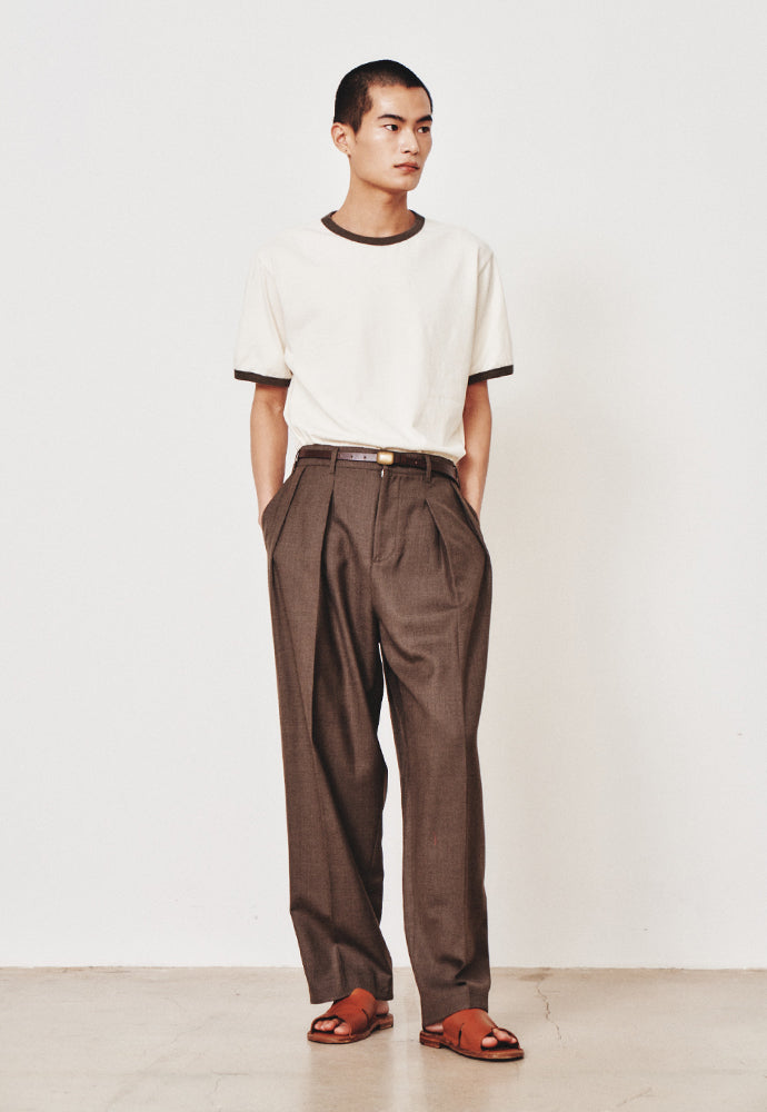 Art if acts - Reverse Wool Two Tuck Pants (Brown) product image 4 | TRAB K-Fashion Australia