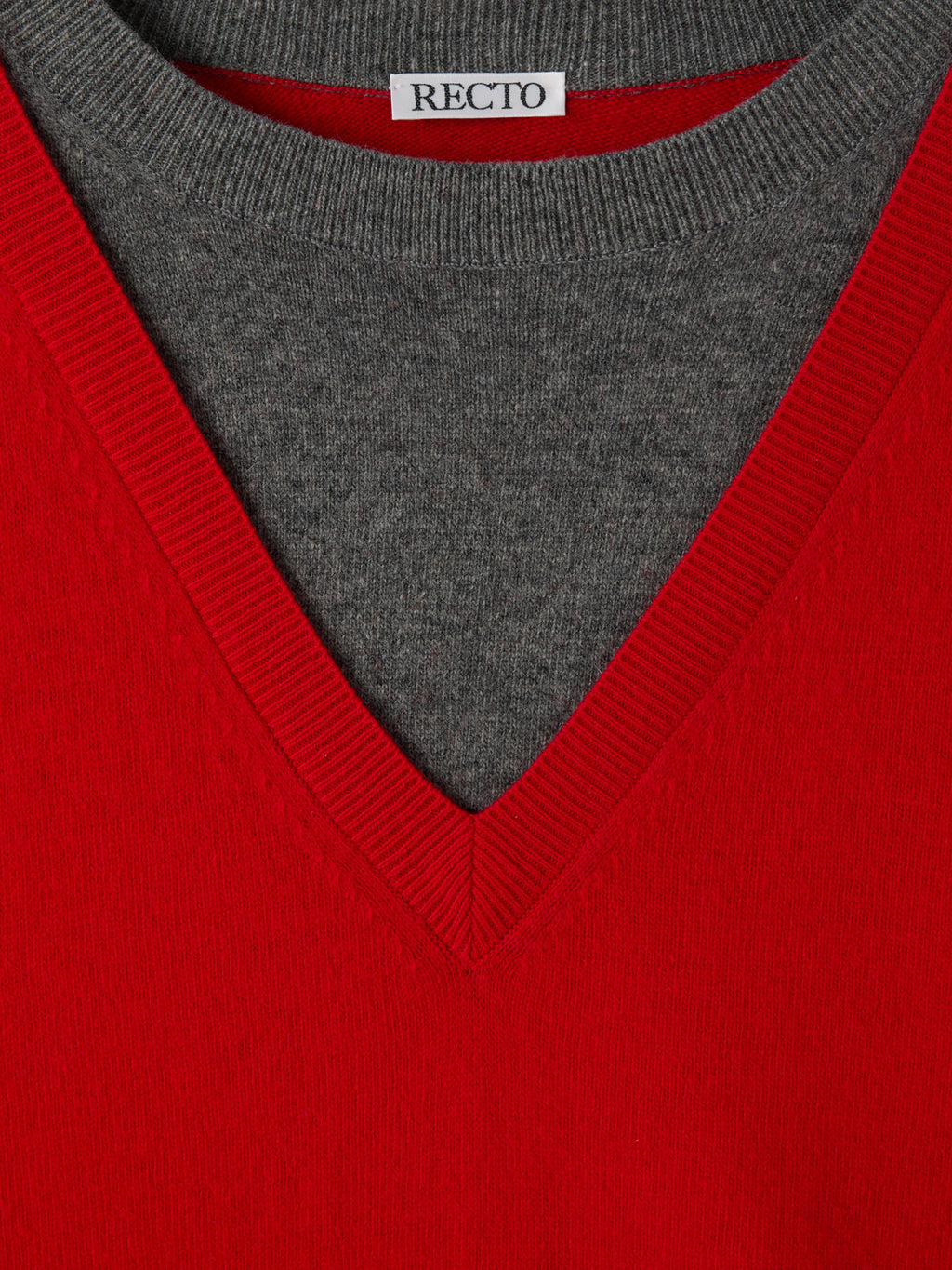 Recto - Contrast Layered V-Neck Knit Top (Red) product image 11 | TRAB K-Fashion Australia