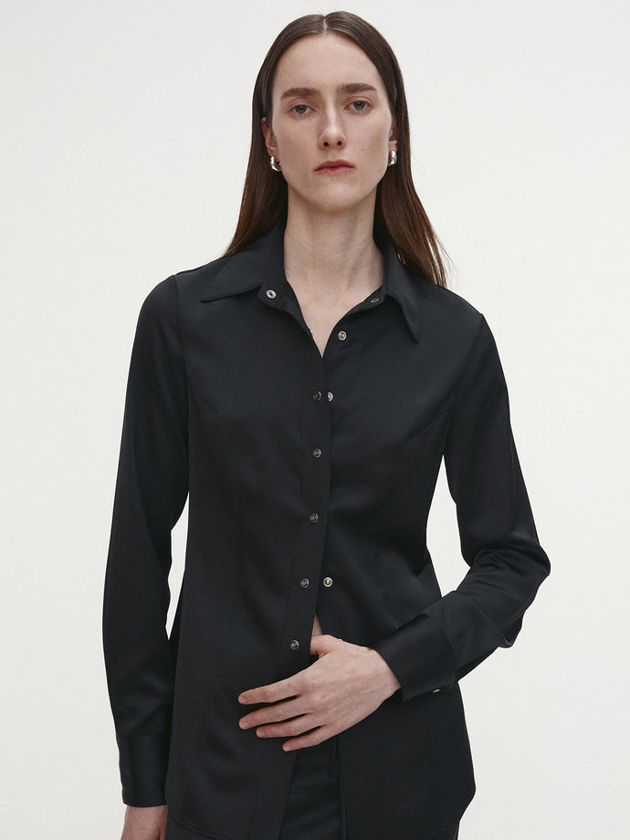 Tonywack - Satin Regular-Fit Shirt (Black) product image 6 | TRAB K-Fashion Australia