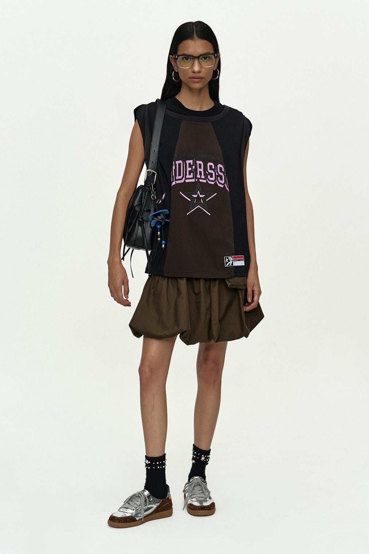 Andersson Bell - Basketball Jersey Layered Roll Up T-Shirt (Black/Brown) product image 1 | TRAB K-Fashion Australia