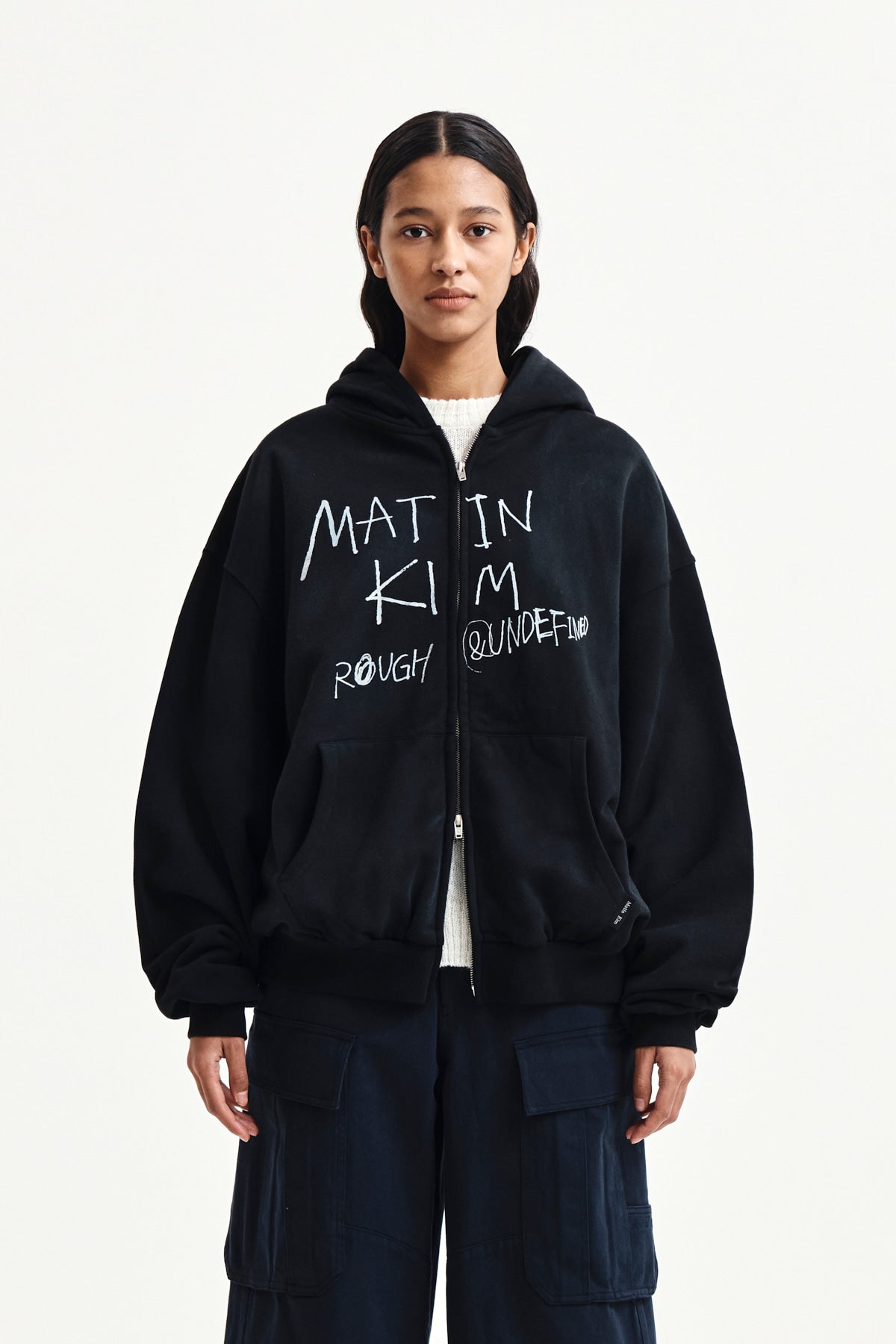 Matin Kim - Vintage Washed Graffiti Hoody Zip Up (Black) product image 15 | TRAB K-Fashion Australia