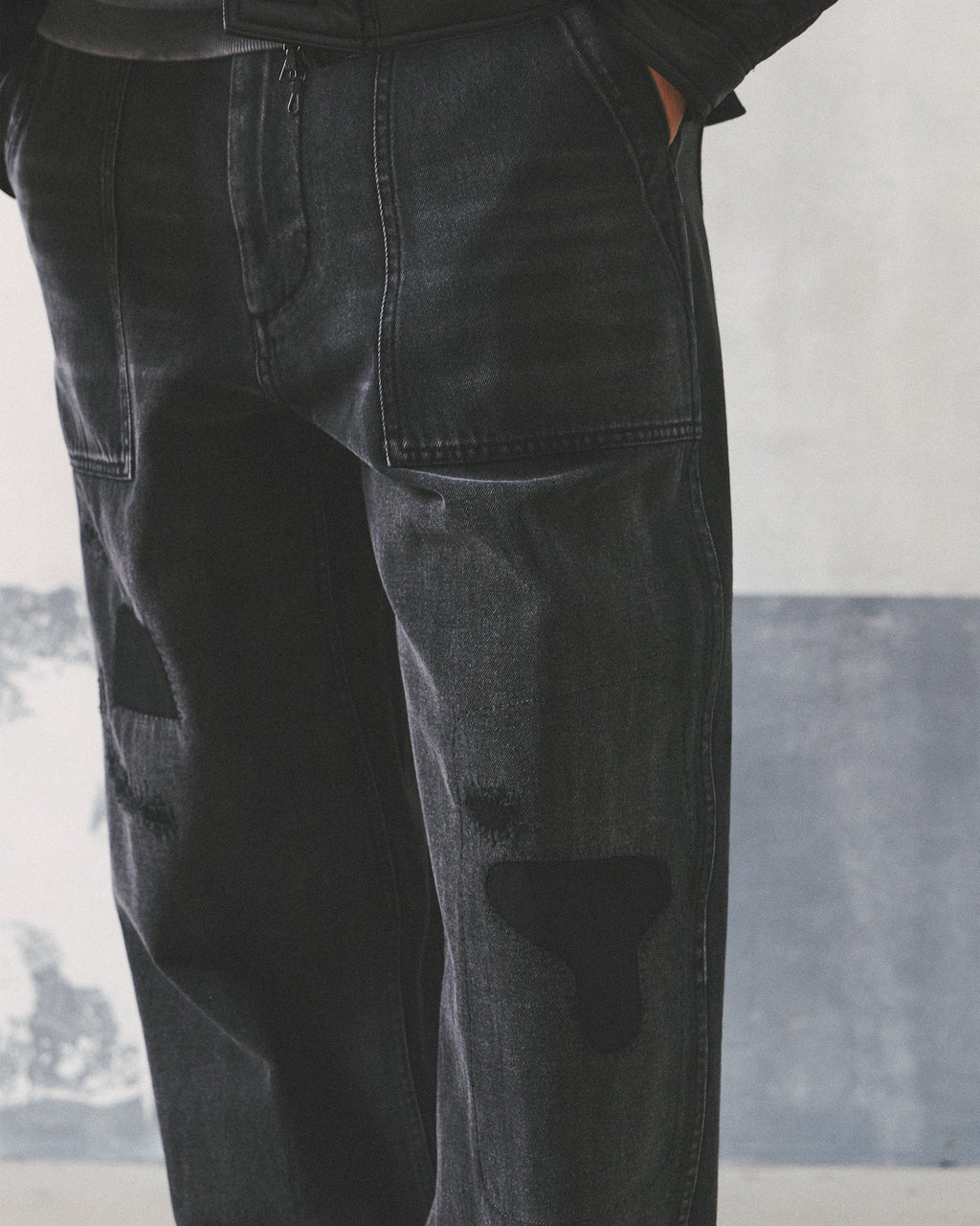 Eastlogue - Damaged Fatigue Pants (Black Denim) product image 4 | TRAB K-Fashion Australia