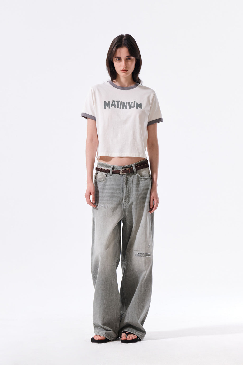 Matin Kim - Matin Logo Ringer Crop Top (Cream) product image 10 | TRAB K-Fashion Australia
