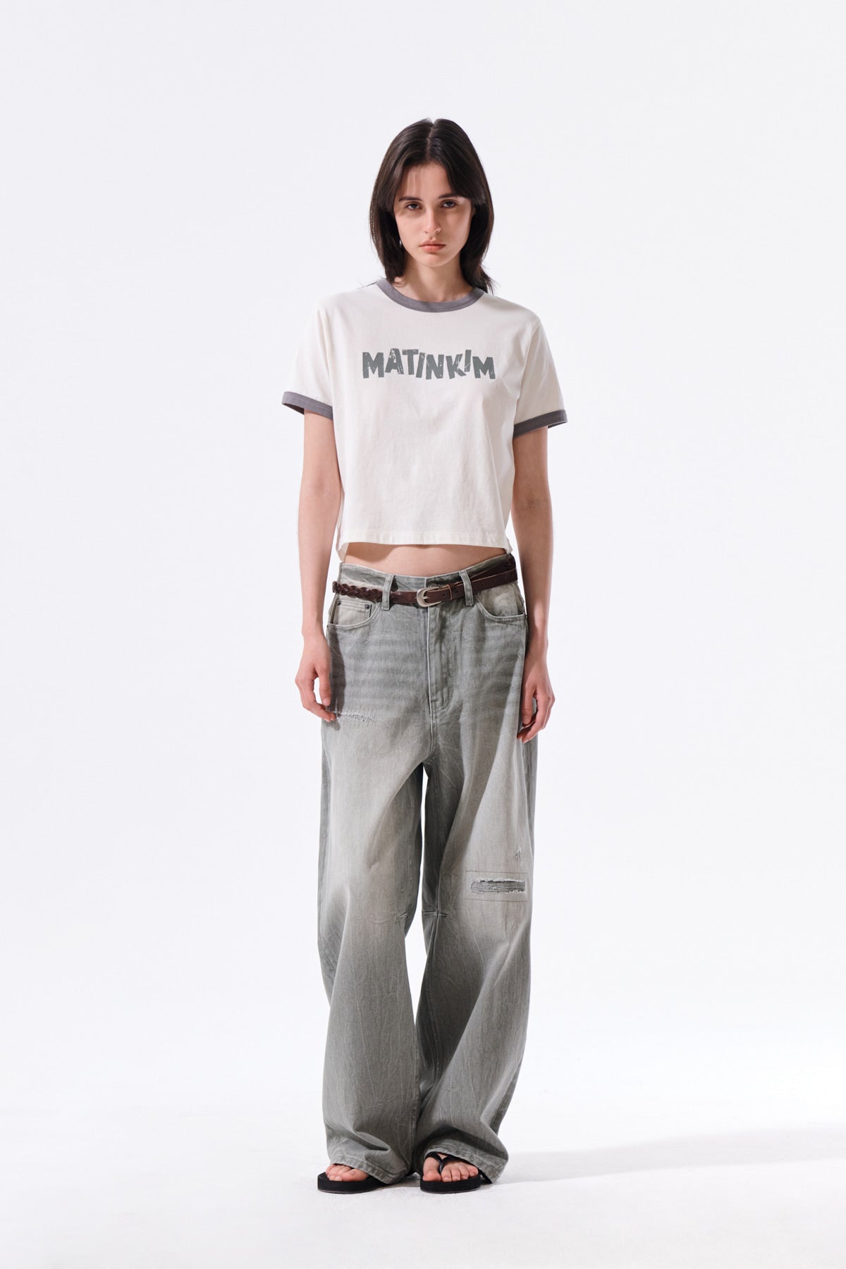 Matin Kim - Matin Logo Ringer Crop Top (Cream) product image 10 | TRAB K-Fashion Australia