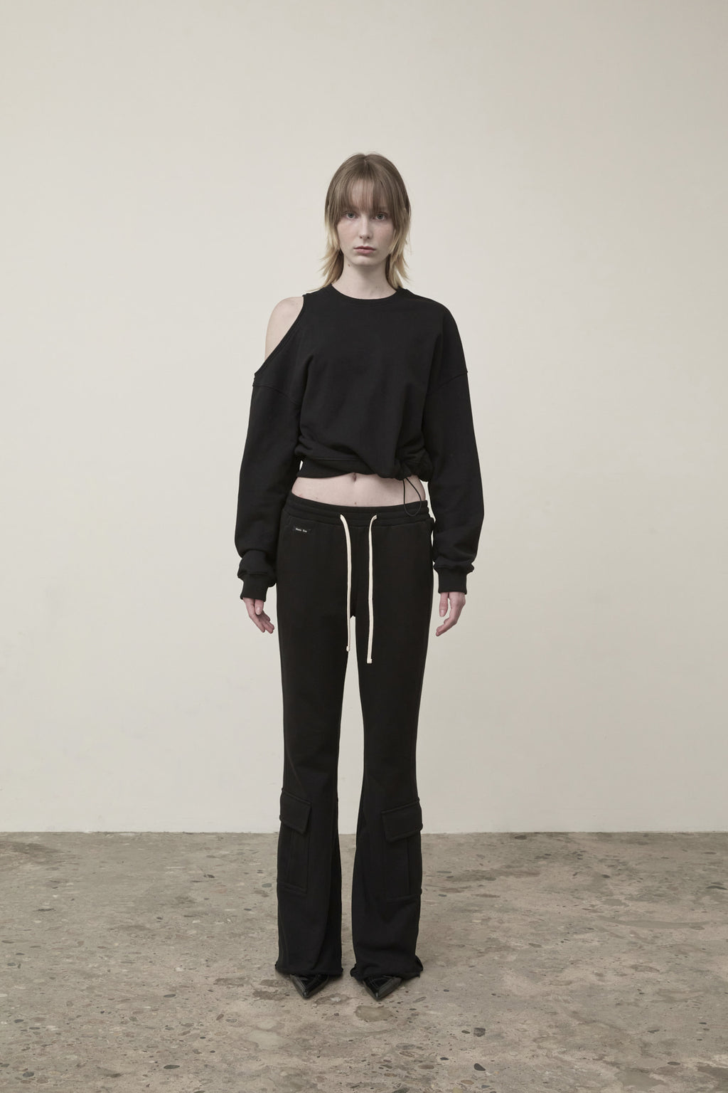 Matin Kim - Shoulder Hole Sweatshirt (Black) product image 5 | TRAB K-Fashion Australia