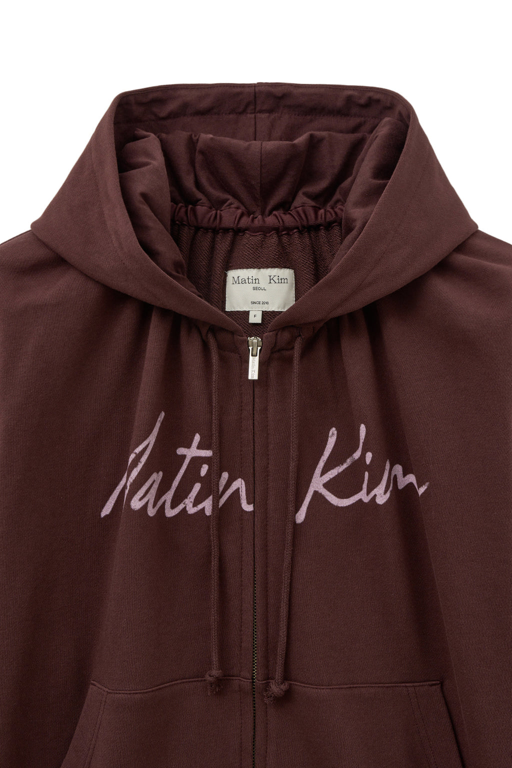 Matin Kim - Drawstring Point Zip Up Hoody (Burgundy) product image 3 | TRAB K-Fashion Australia