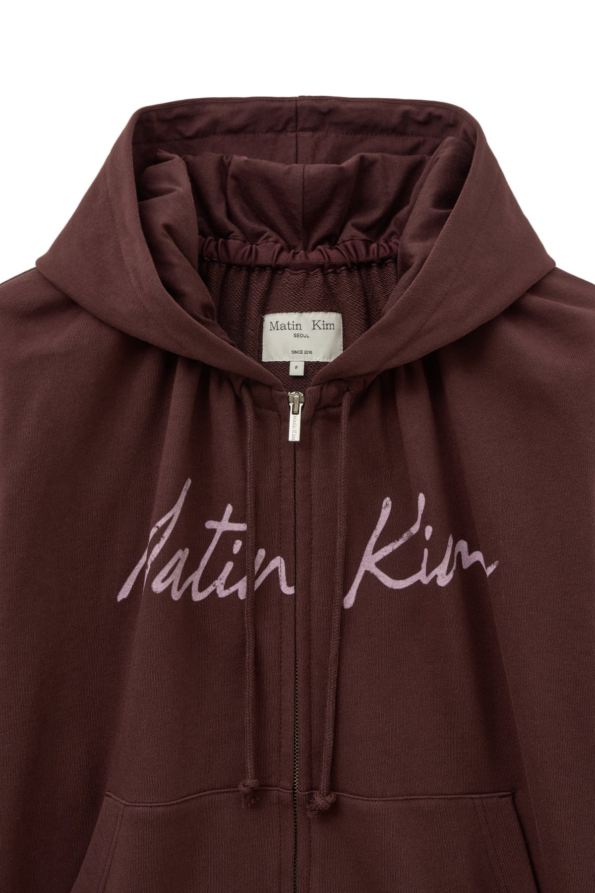 Matin Kim - Drawstring Point Zip Up Hoody (Burgundy) product image 3 | TRAB K-Fashion Australia