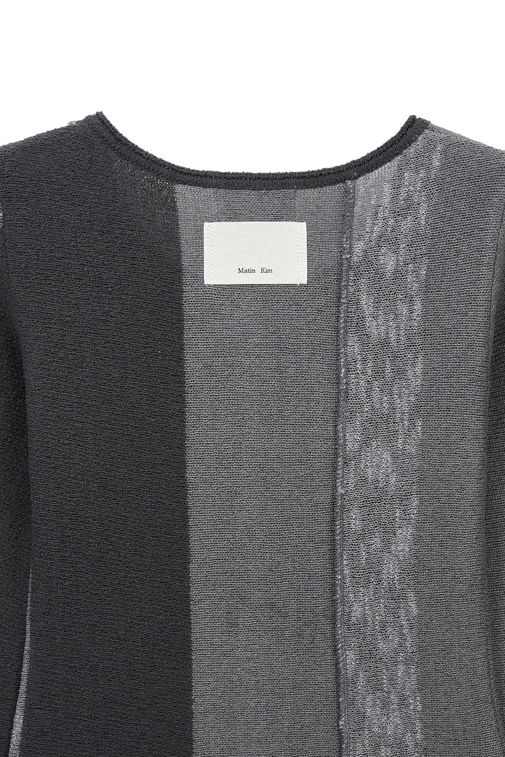 Matin Kim - Color Block Slim Knit Cardigan (Charcoal) product image 5 | TRAB K-Fashion Australia