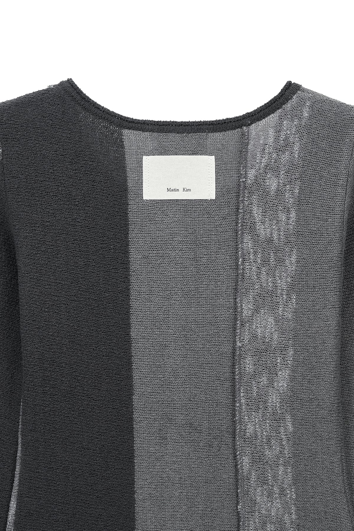 Matin Kim - Color Block Slim Knit Cardigan (Charcoal) product image 5 | TRAB K-Fashion Australia