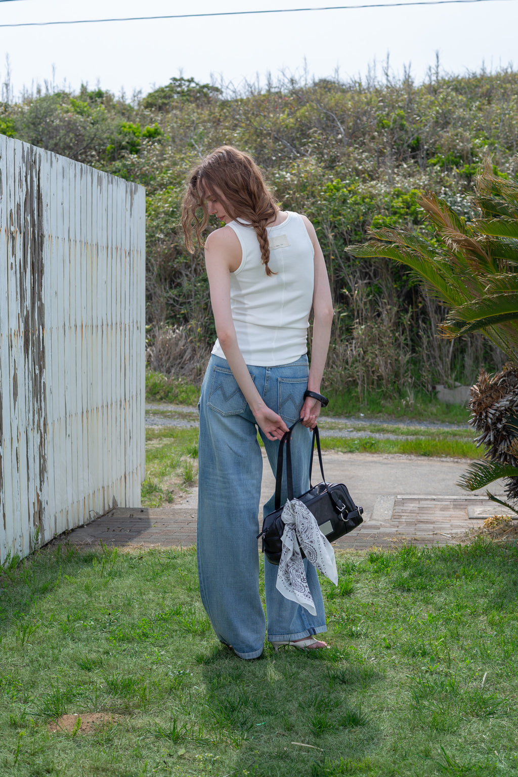 Matin Kim - Logo Applique Slim Tank Top (White) product image 9 | TRAB K-Fashion Australia