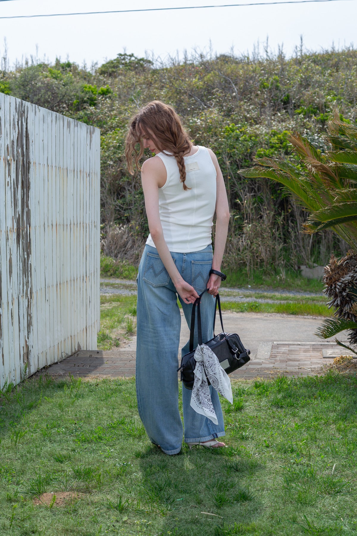 Matin Kim - Logo Applique Slim Tank Top (White) product image 9 | TRAB K-Fashion Australia