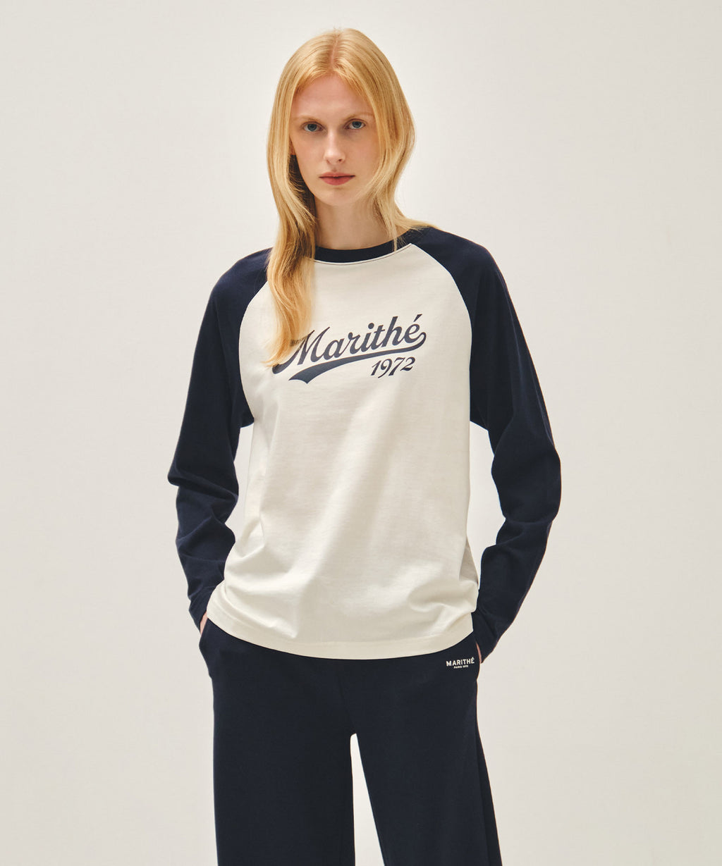 Marithe & Francois Girbaud - Sleeve Contrast Long Sleeve Tee (Navy) product image 1 | TRAB K-Fashion Australia