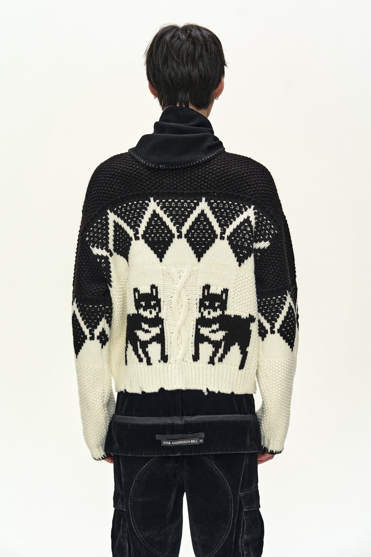 Andersson Bell - Argyle Heavy Wool Cardigan (Ecru/Black) product image 5 | TRAB K-Fashion Australia