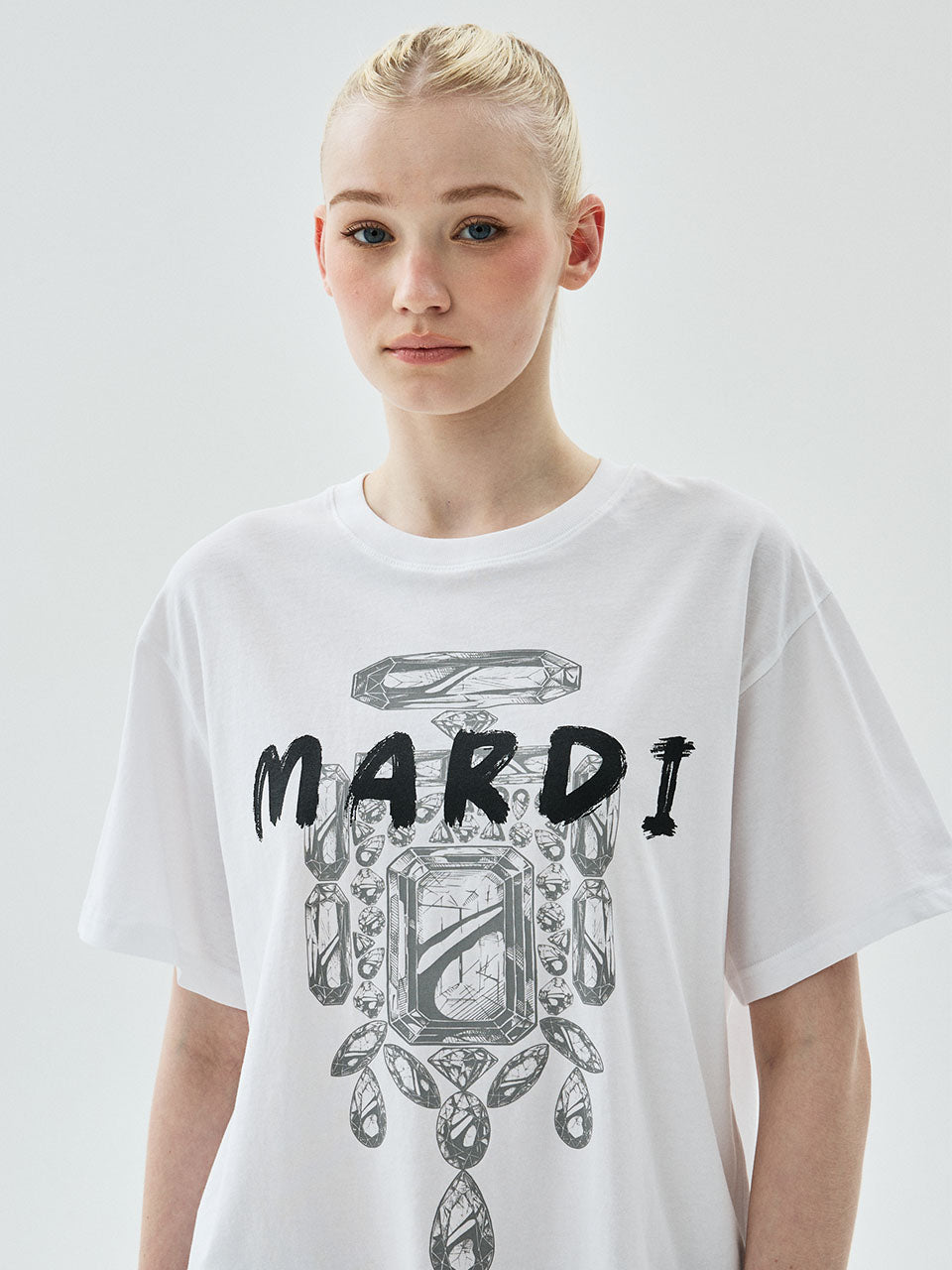 Mardi Mercredi - Tshirt Bijou Brush Logo Mardi (White Black) product image 1 | TRAB K-Fashion Australia