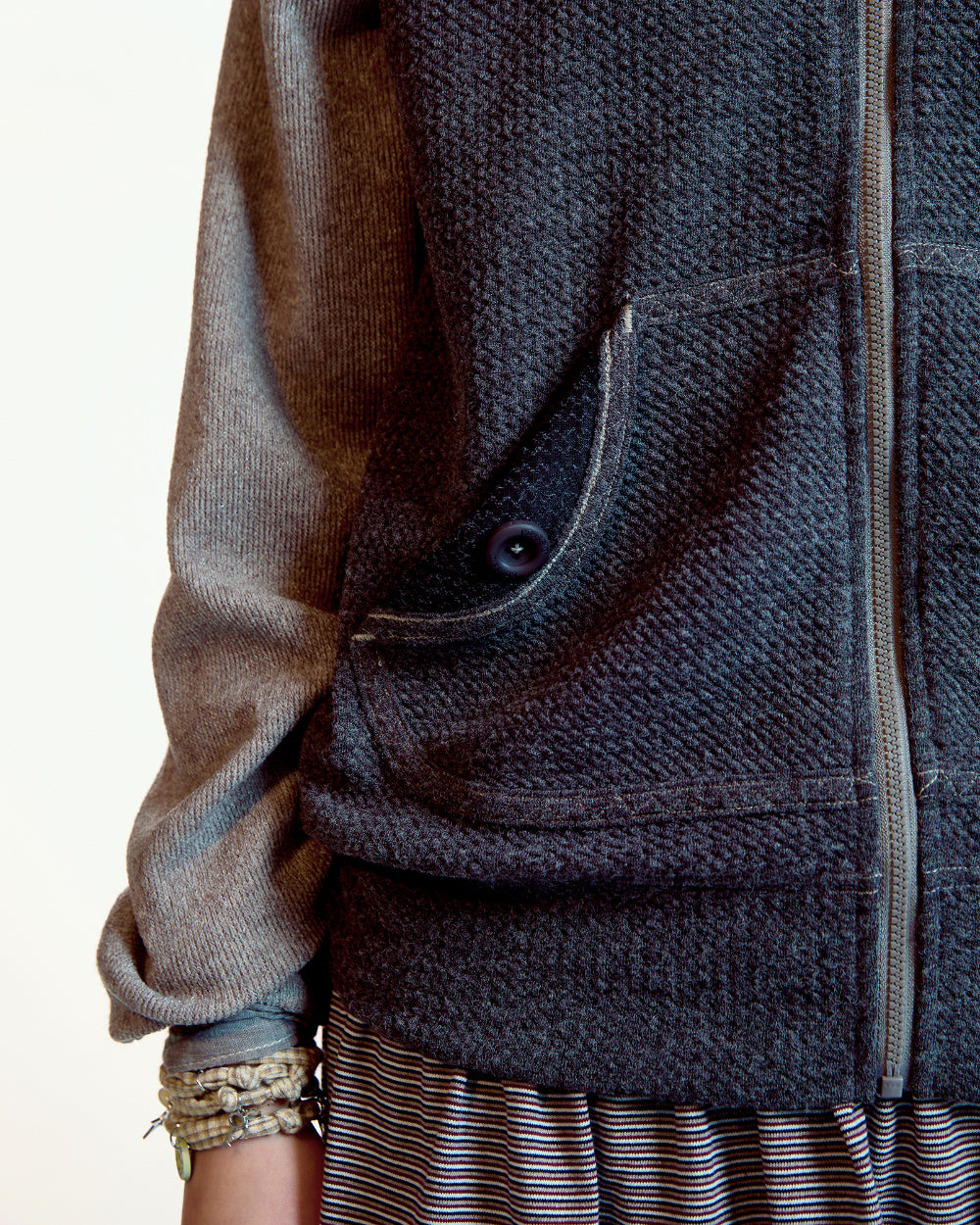 Coyseio - Button Pocket Zip-Up Hoodie Cocoa product image 4 | TRAB K-Fashion Australia