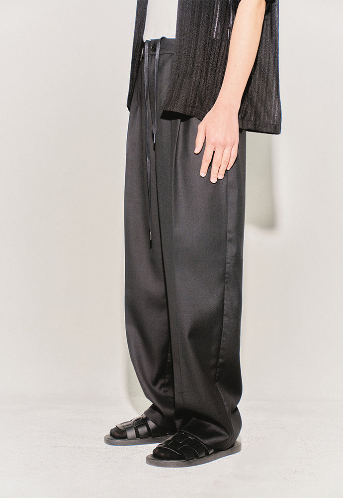 Tonywack - High-Density Wool Drawstring Wide Trousers (Black) product image 3 | TRAB K-Fashion Australia