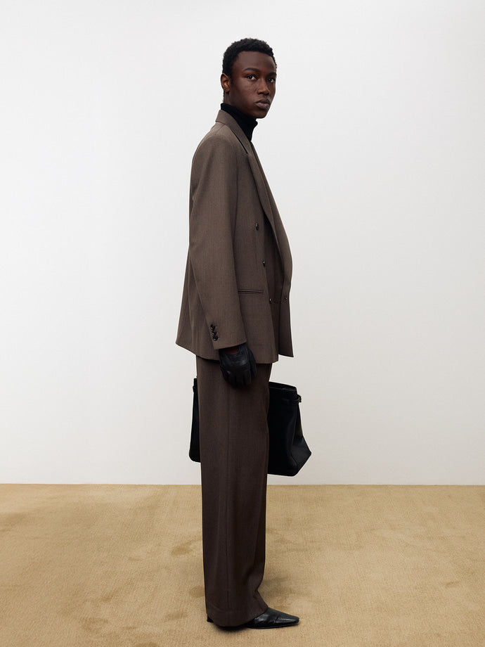 Tonywack - Melange Wool Wide-Leg Pleated Trousers (Hazelnut) product image 5 | TRAB K-Fashion Australia