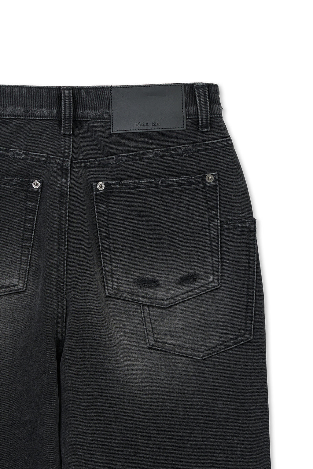Matin Kim - Back Pocket Patch Destroyed Denim Pants (Black) product image 4 | TRAB K-Fashion Australia