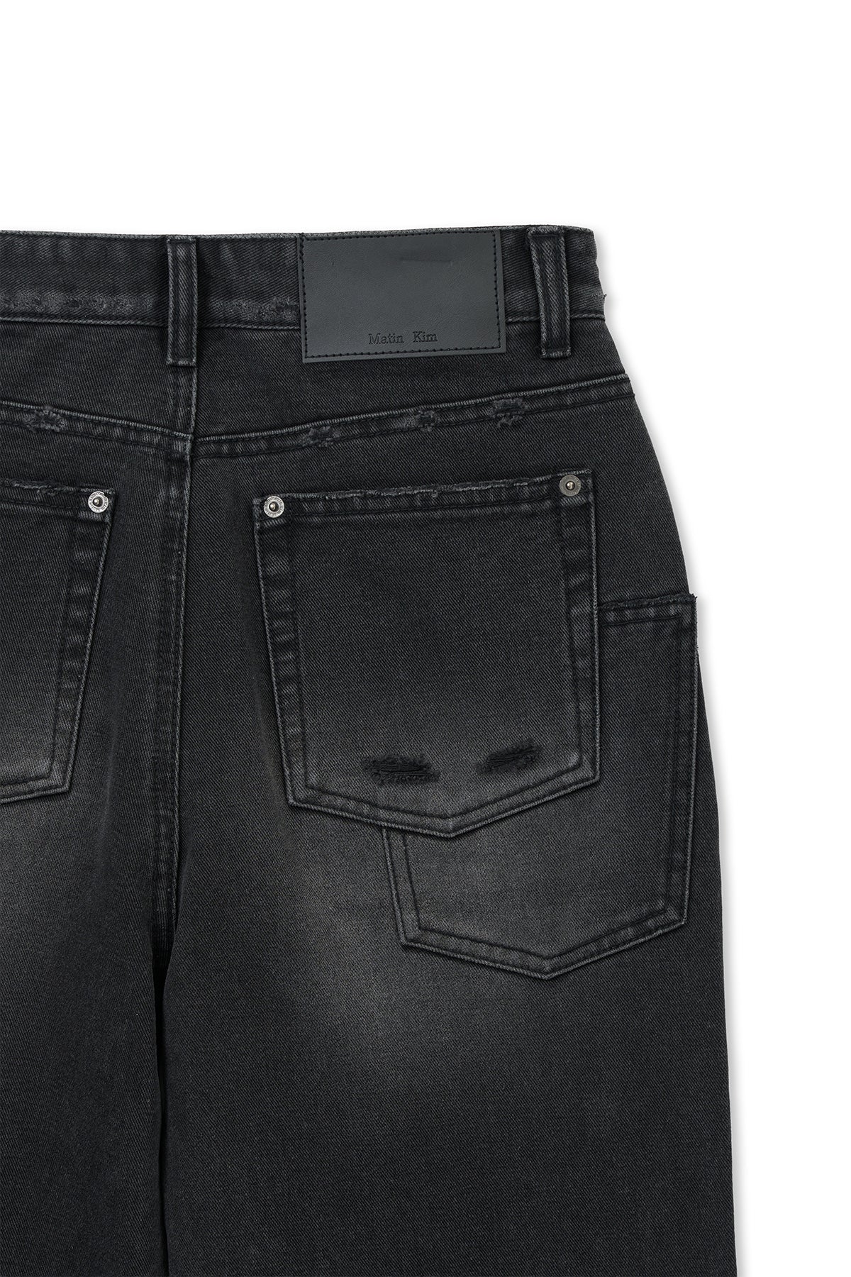 Matin Kim - Back Pocket Patch Destroyed Denim Pants (Black) product image 4 | TRAB K-Fashion Australia