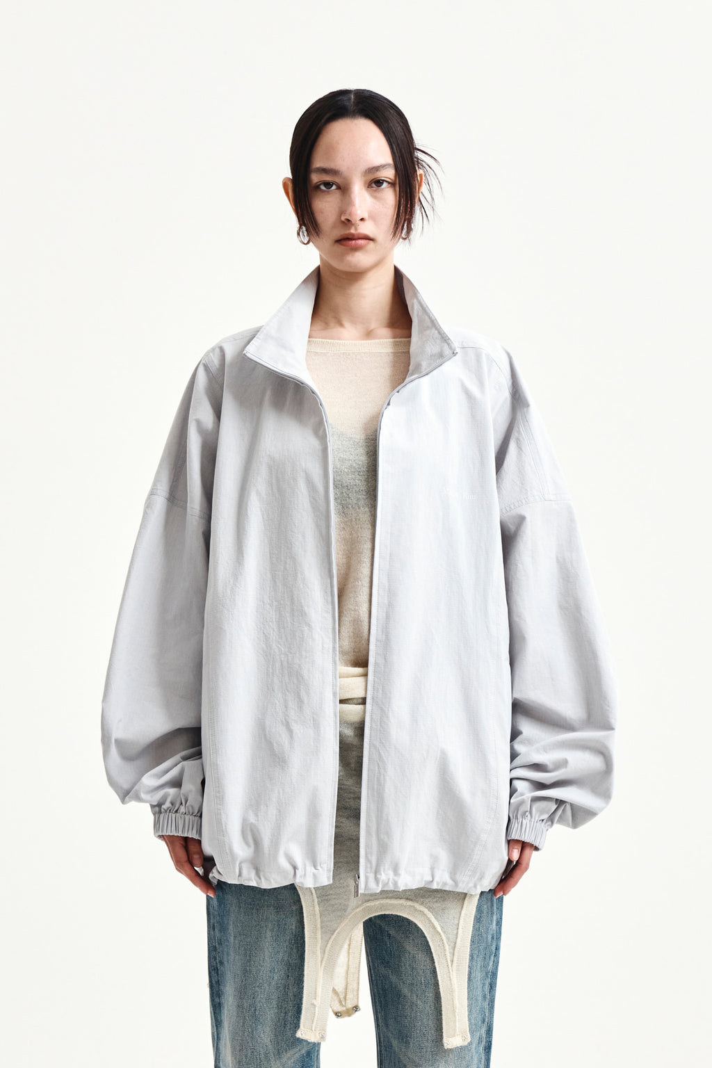 Matin Kim - Back Logo High Neck Jumper (Light Grey) product image 16 | TRAB K-Fashion Australia
