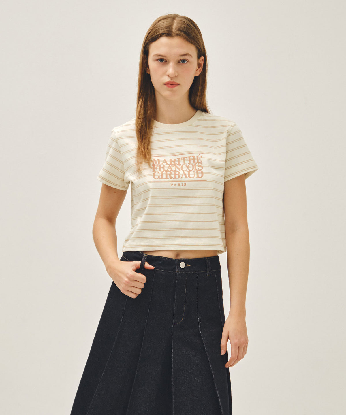 Marithe & Francois Girbaud - Classic Logo Crop Tee (Ivory) product image 1 | TRAB K-Fashion Australia