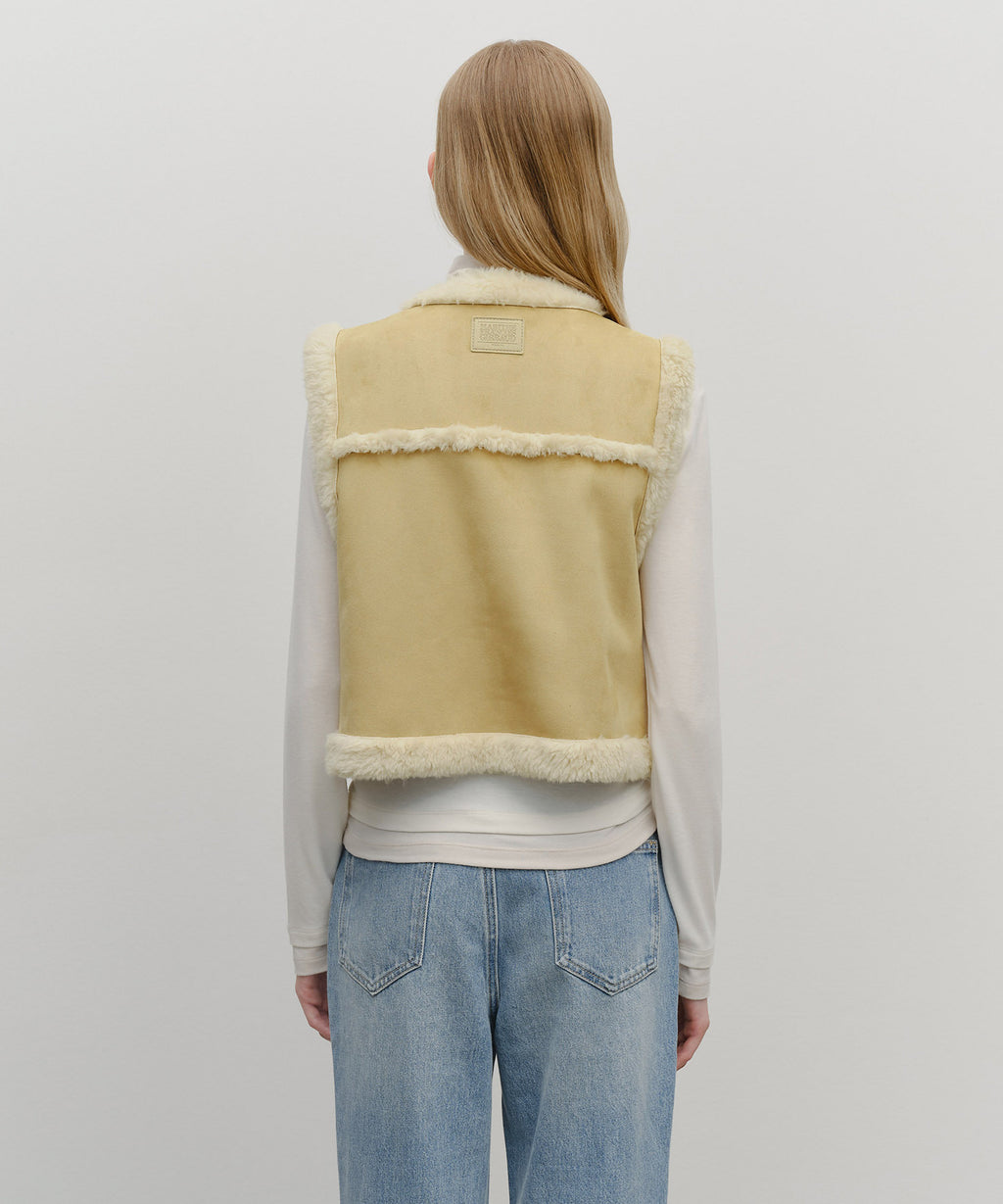 Marithe & Francois Girbaud - Shearling Crop Vest (Beige) product image 3 | TRAB K-Fashion Australia