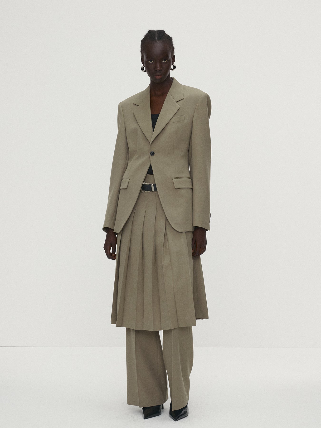 Tonywack - Wool Twill Flared Trousers (Khaki) product image 3 | TRAB K-Fashion Australia