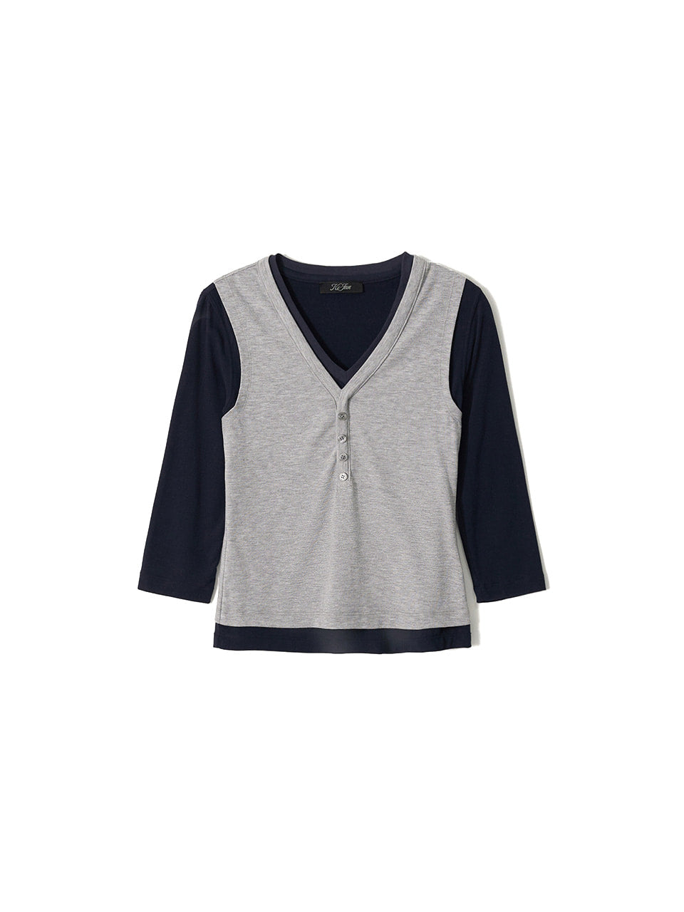 Kijun - Layered V-Neck Tee (Navy) product image 9 | TRAB K-Fashion Australia