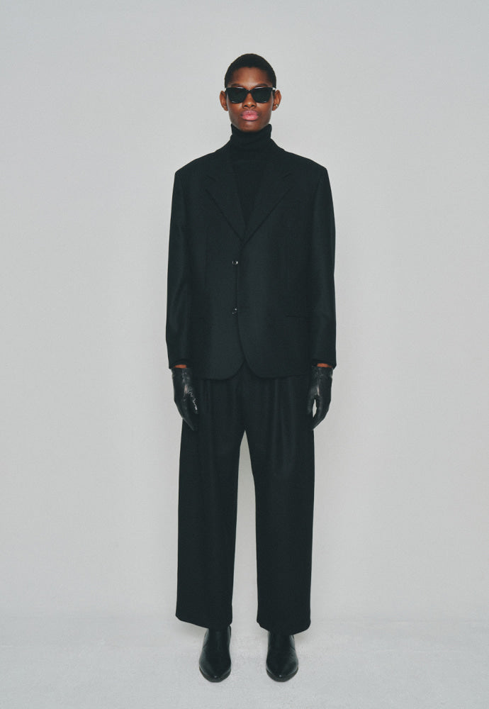 Tonywack - Italian Wool Flannel Twill Blazer (Italian Fabric) (Black) product image 1 | TRAB K-Fashion Australia