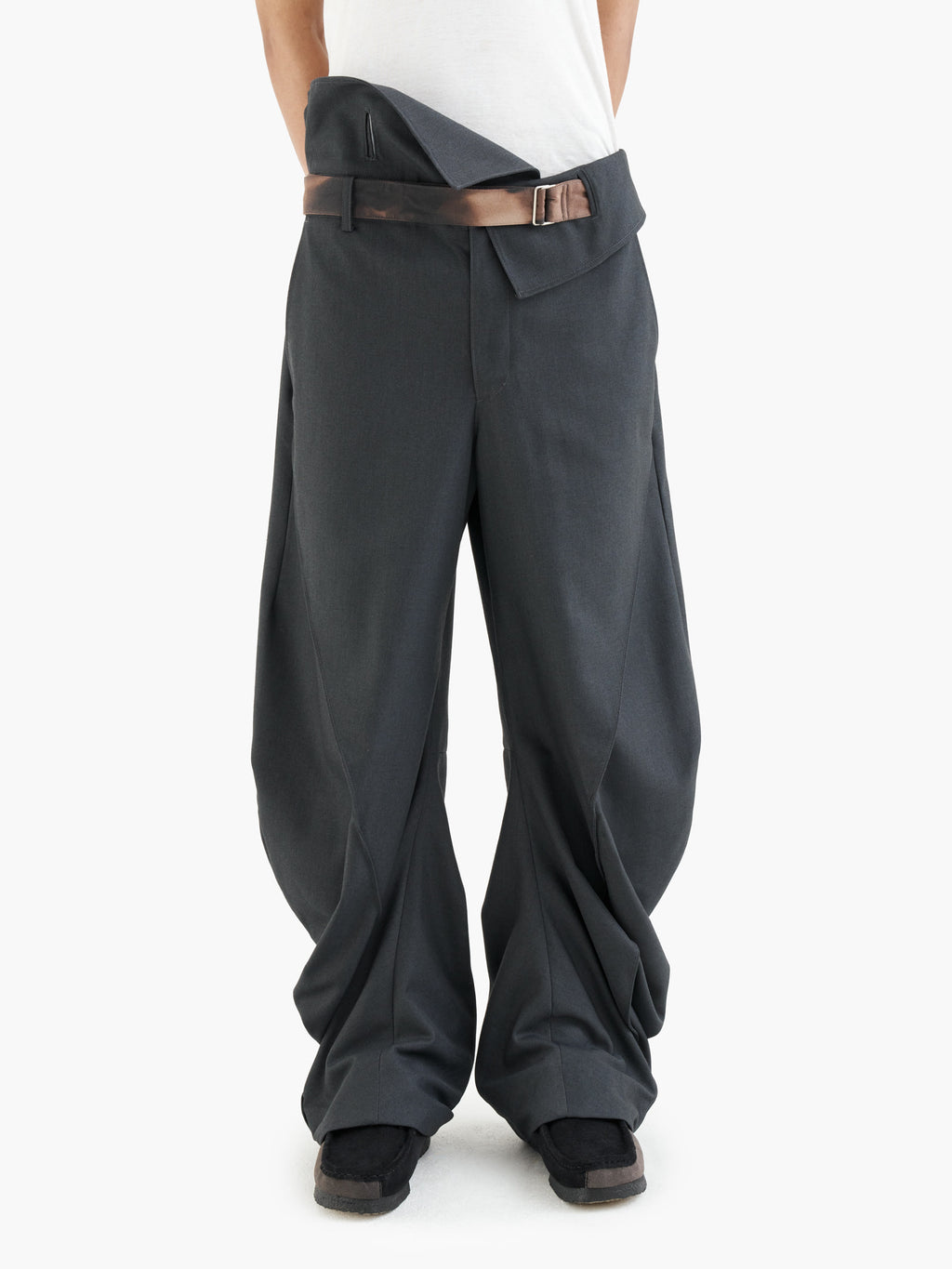 Jiyong Kim - Sun-Bleached Curved Trousers (Dark Grey) product image 6 | TRAB K-Fashion Australia