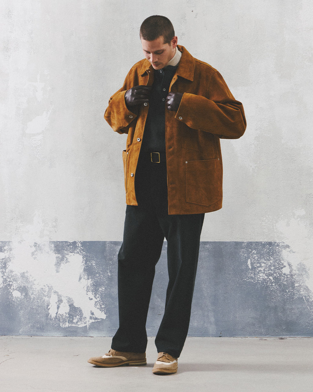 Eastlogue - Railman Work Leather Jacket (Beige Suede) product image 3 | TRAB K-Fashion Australia
