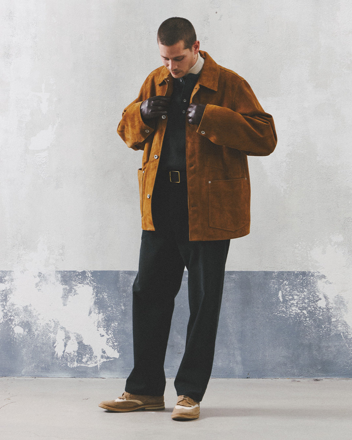 Eastlogue - Railman Work Leather Jacket (Beige Suede) product image 3 | TRAB K-Fashion Australia