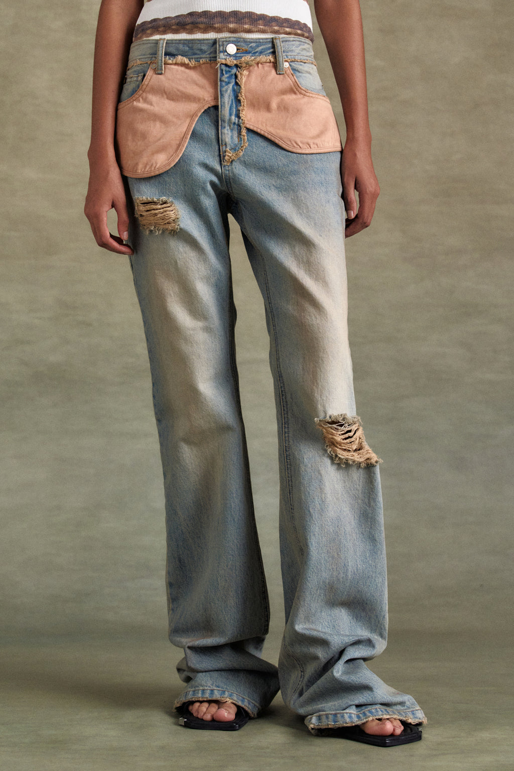 Andersson Bell - Deconstructed Dirty Wash Bootcut Jeans (Washed Blue) product image 9 | TRAB K-Fashion Australia