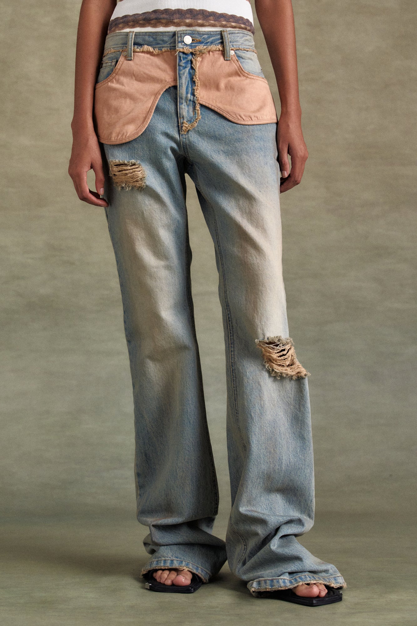 Andersson Bell - Deconstructed Dirty Wash Bootcut Jeans (Washed Blue) product image 9 | TRAB K-Fashion Australia