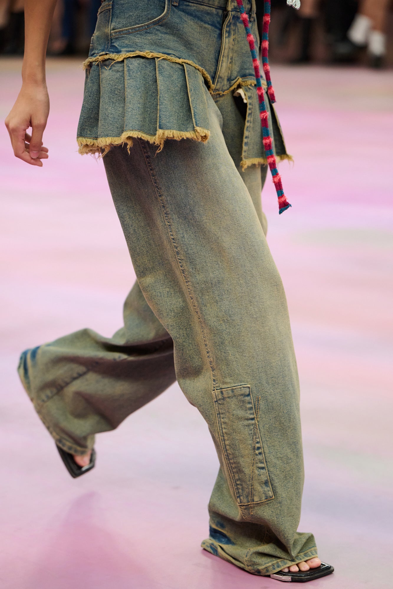 Andersson Bell - Patchwork Denim Pleats Skirt Jeans (Washed Blue) product image 8 | TRAB K-Fashion Australia