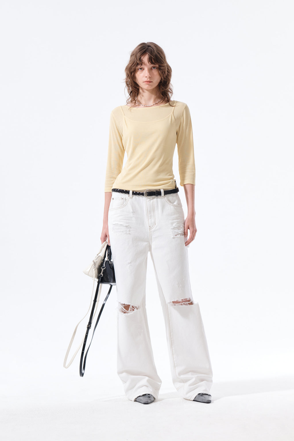Matin Kim - 3/4 Sleeve Top & Tank Layered Set (Yellow) product image 10 | TRAB K-Fashion Australia