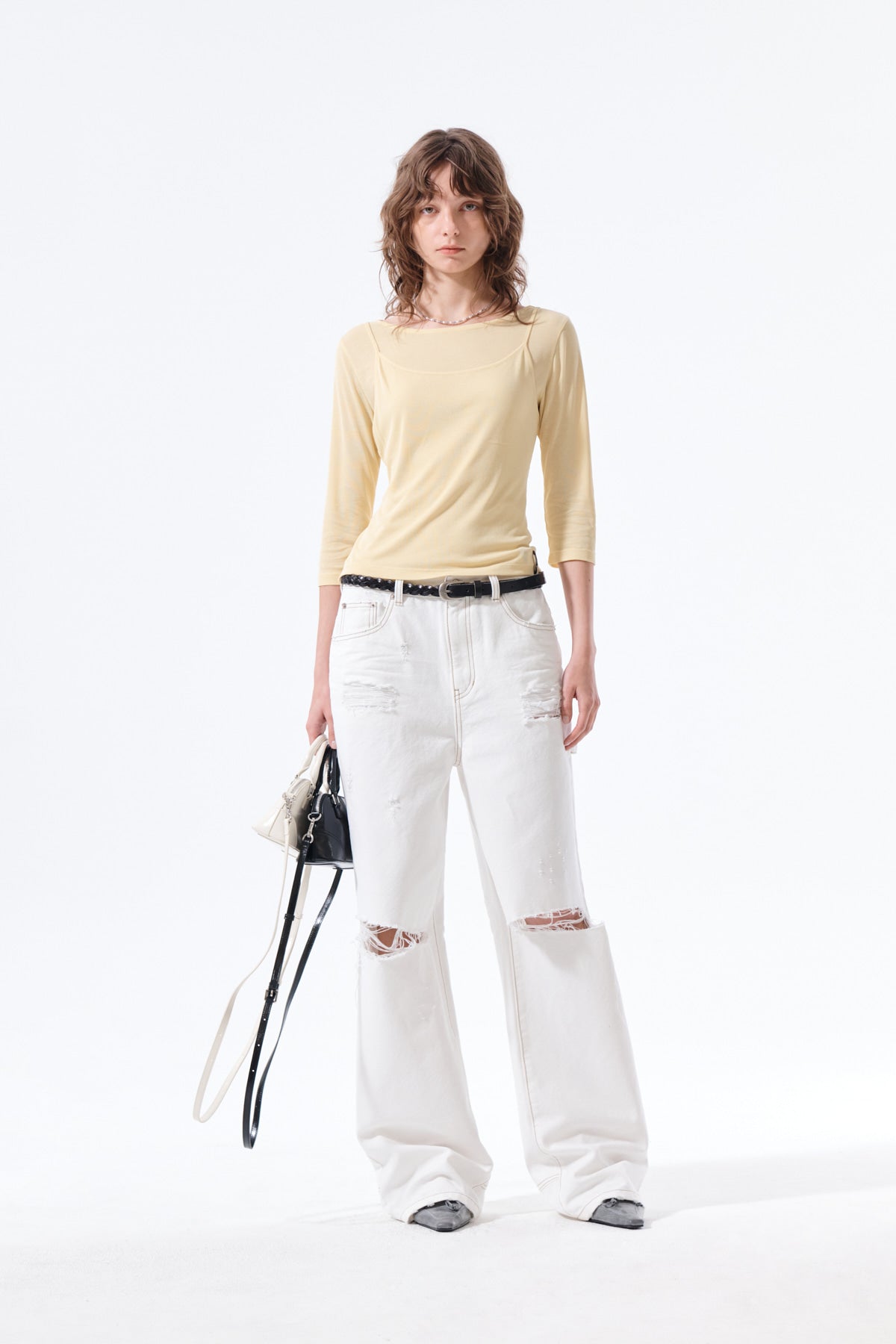 Matin Kim - 3/4 Sleeve Top & Tank Layered Set (Yellow) product image 10 | TRAB K-Fashion Australia