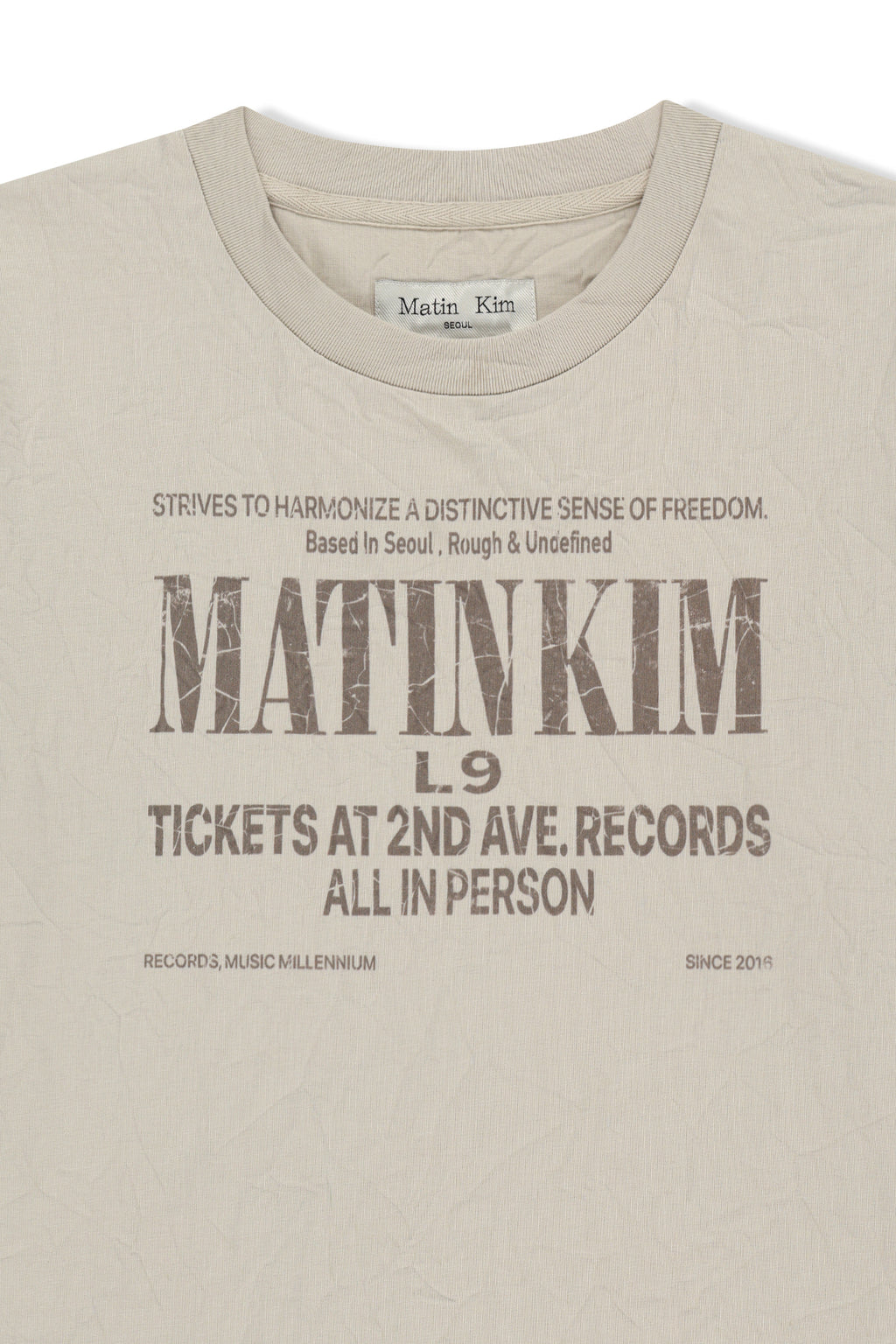 Matin Kim - Lettering Graffiti Crease Top (Beige) product image 3 | TRAB K-Fashion Australia