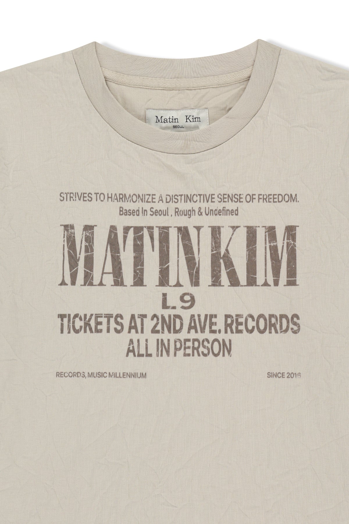 Matin Kim - Lettering Graffiti Crease Top (Beige) product image 3 | TRAB K-Fashion Australia